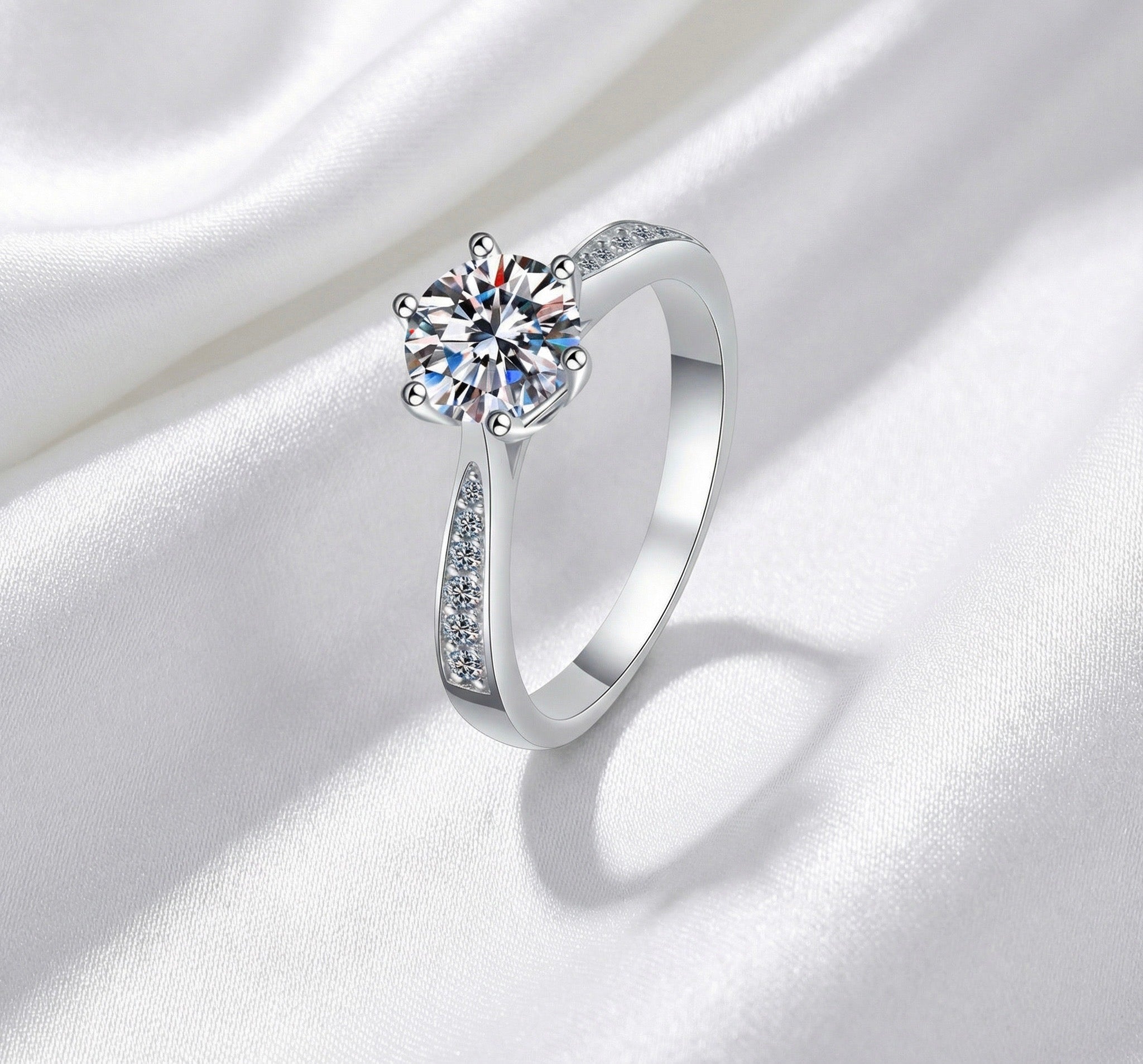 Round Cut Moissanite Ring 2Ct