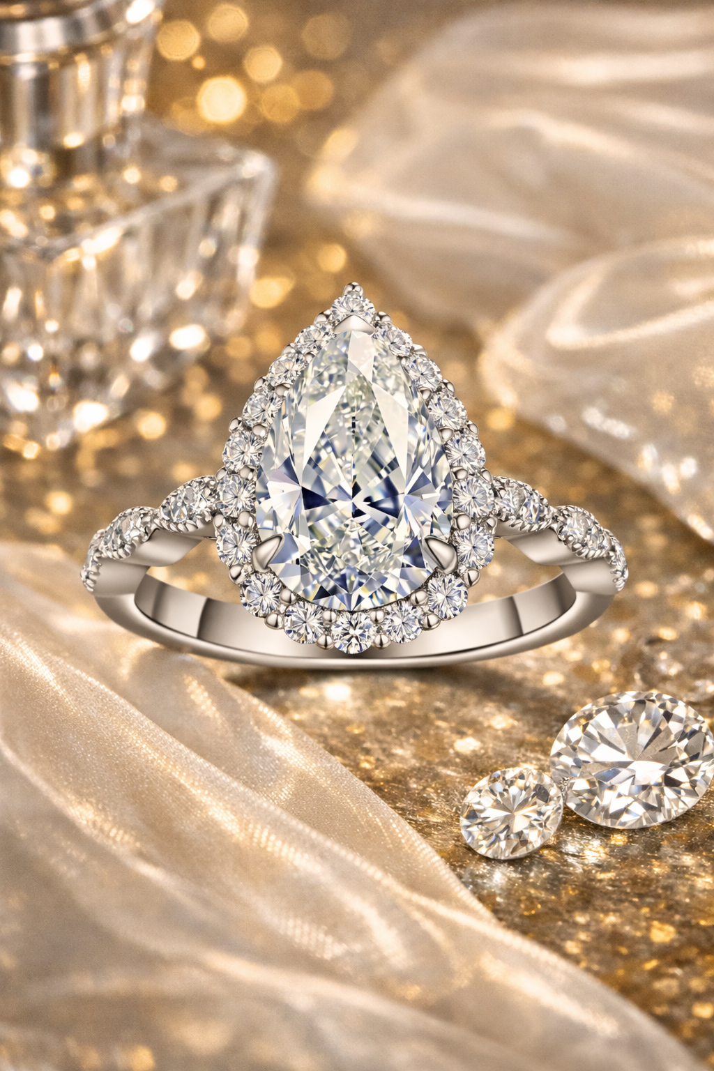 Pear Cut Moissanite Ring 3ct